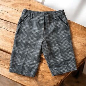 Women's Gray Plaid Flat Front Shorts